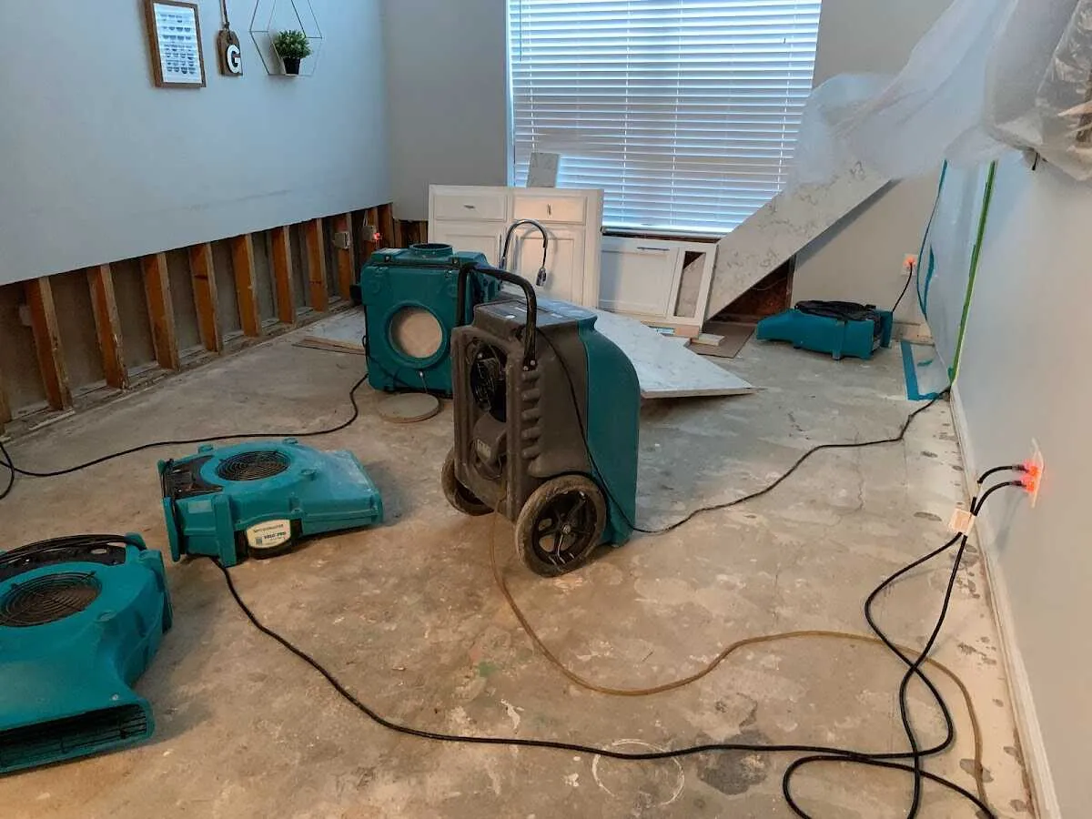 Dehumidifier in flood-cut room for Water Extraction & Removal in Calverton